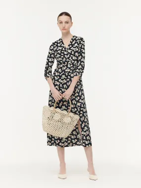 100% Cotton Floral Print Twist Front Women Maxi Dress
