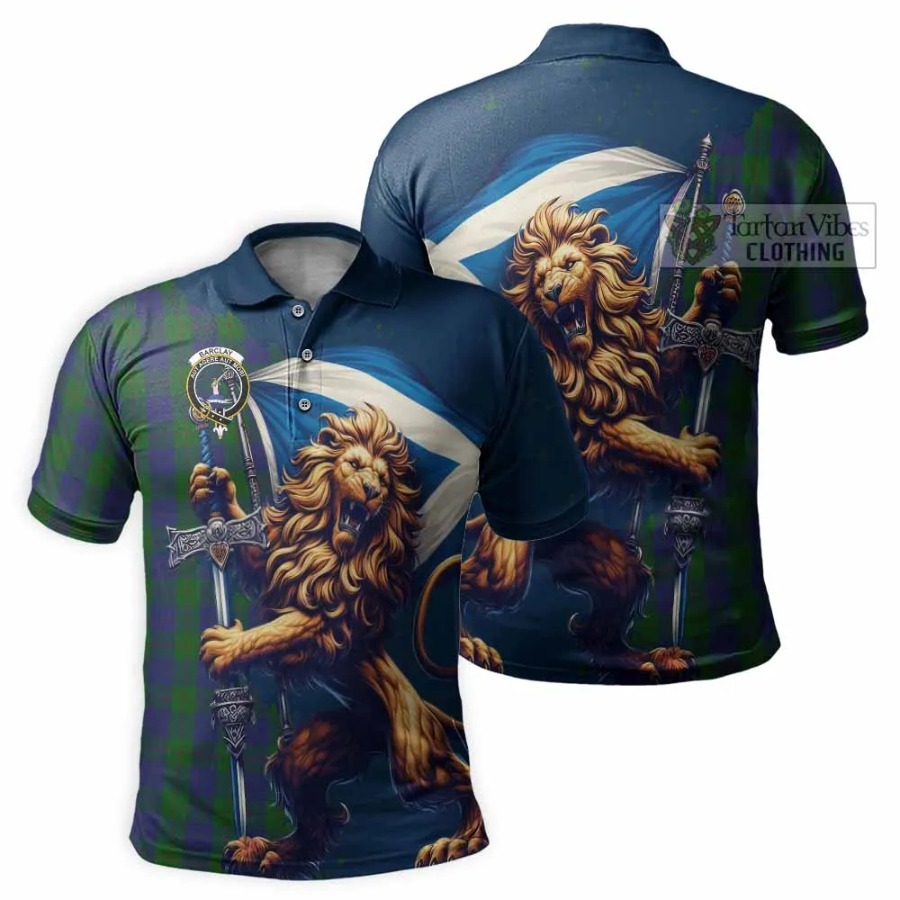 Barclay Tartan Family Crest Men's Polo Shirt with Scottish Majestic Lion