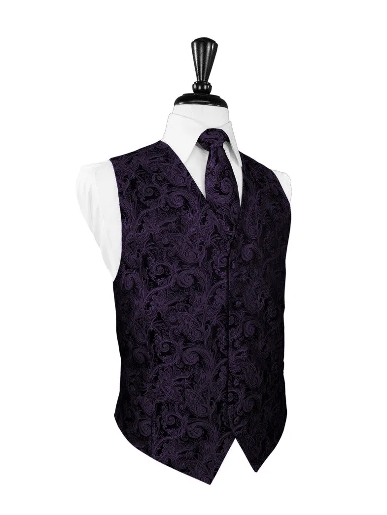 Berry Tapestry Tuxedo Vest and Tie Set