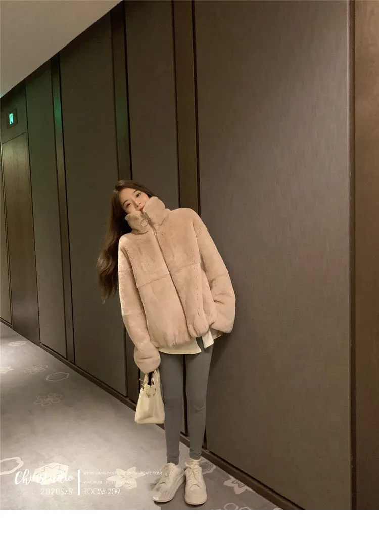 Boho Winter Coat, Fur Coat, Faux Fox Fur, Western Rabbit in Pink Lotus