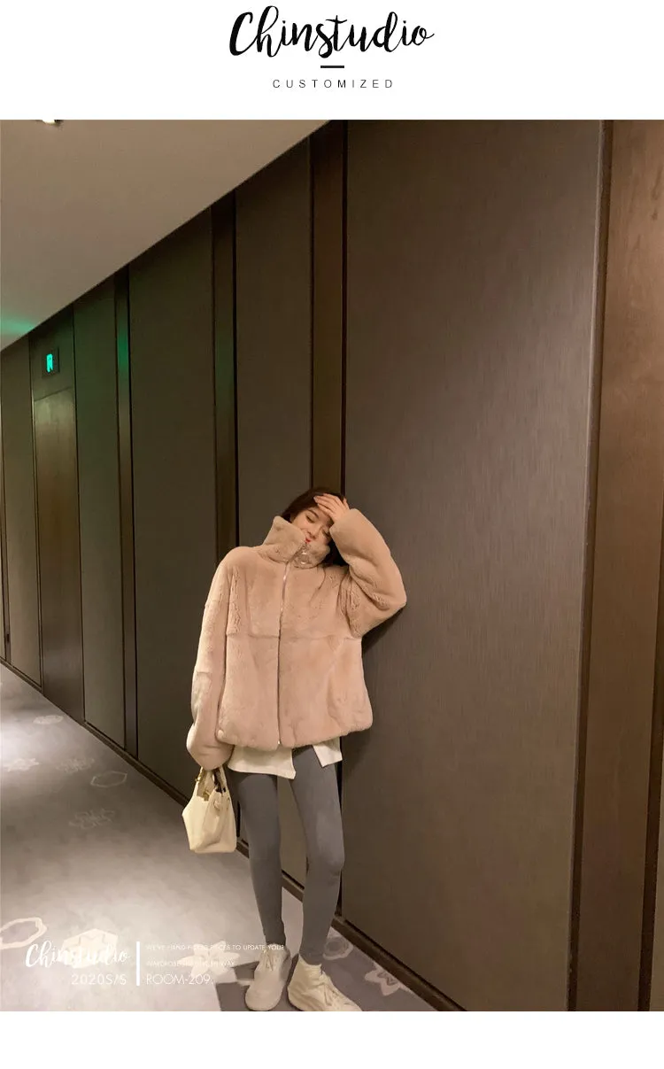 Boho Winter Coat, Fur Coat, Faux Fox Fur, Western Rabbit in Pink Lotus