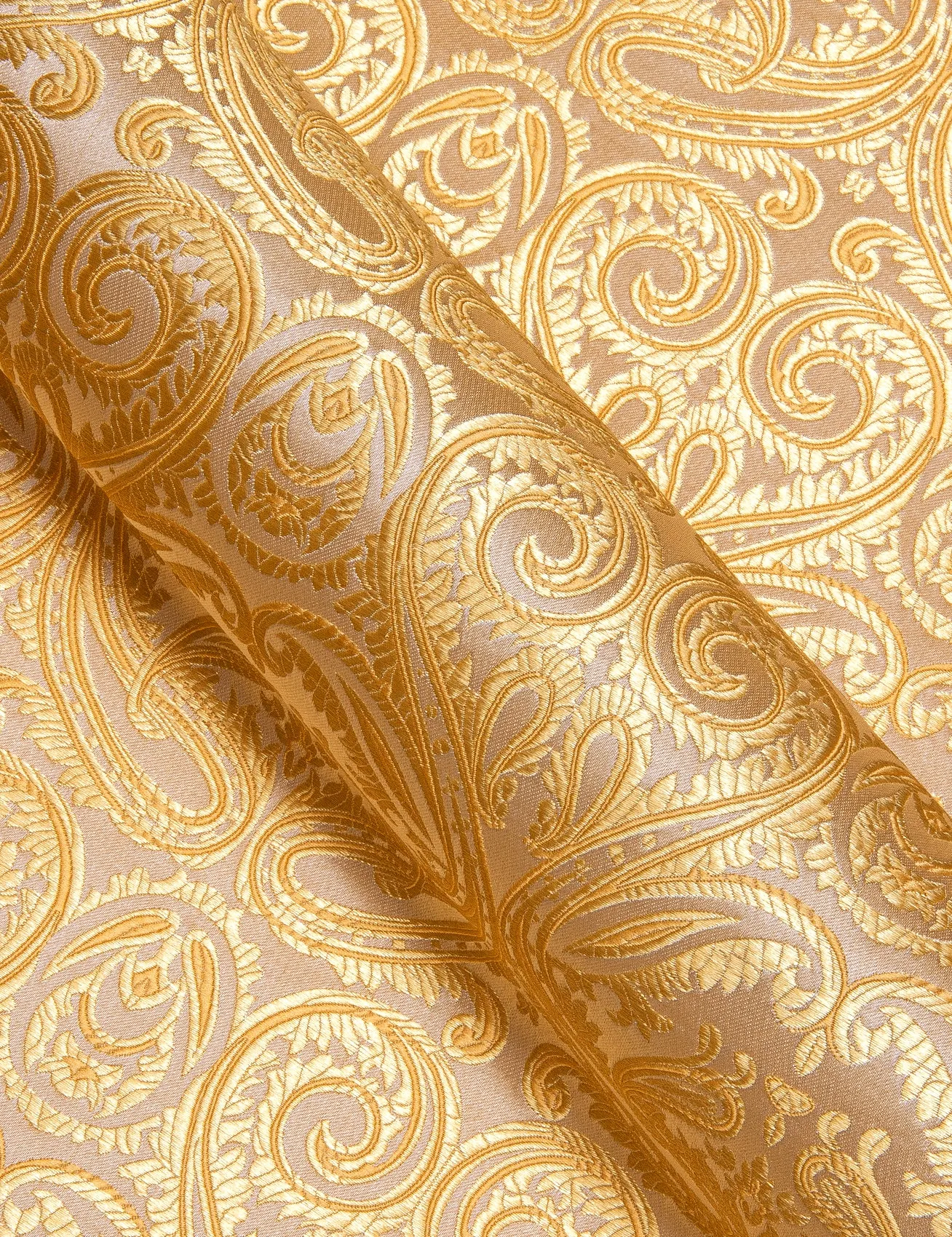 Bright Yellow Paisley Silk Men's Casual Business Long Sleeve Shirt