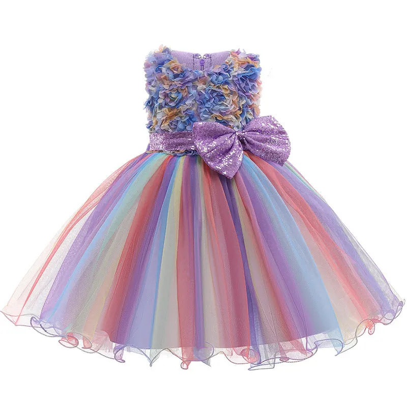 Children Shirt Women's Children Shirt-Child Dress Pettiskirt Bow Mesh Evening Dress Clothing Girl Dress