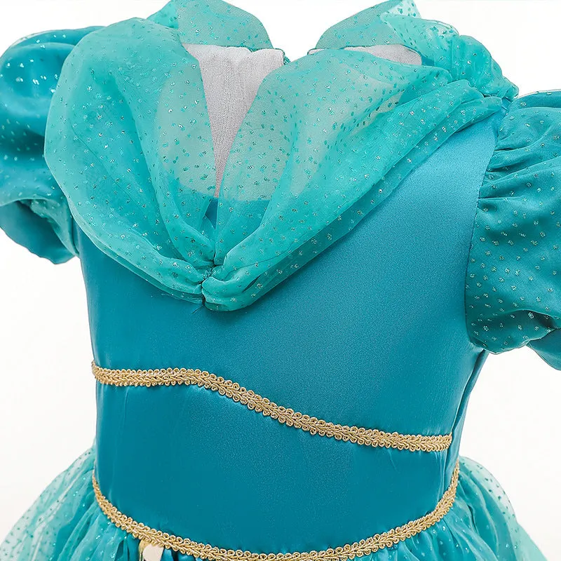 Children's Clothing Children Shirt Lamp of Aladdin Princess Jasmine Dress Medium and Large Children's Dresses Girl Dress