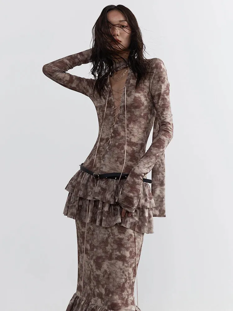 Darcie Lace-Up Ruffle Dress