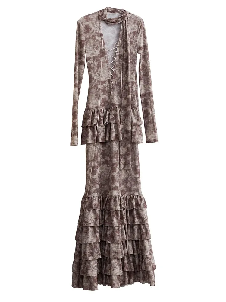 Darcie Lace-Up Ruffle Dress