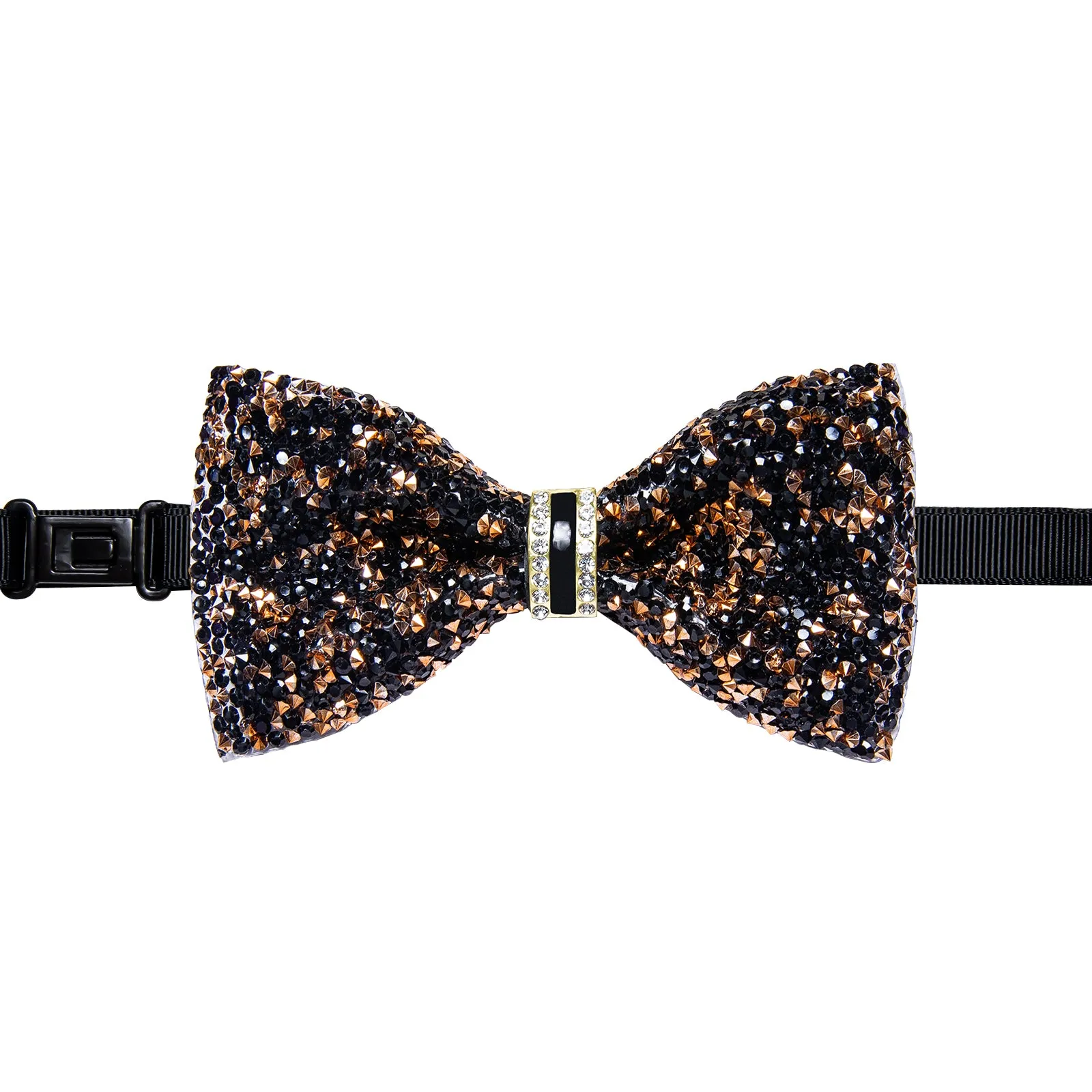 DiBanGu Imitation Crystal Bowtie Black Golden Diamond Men's Pre-Bowtie for Party