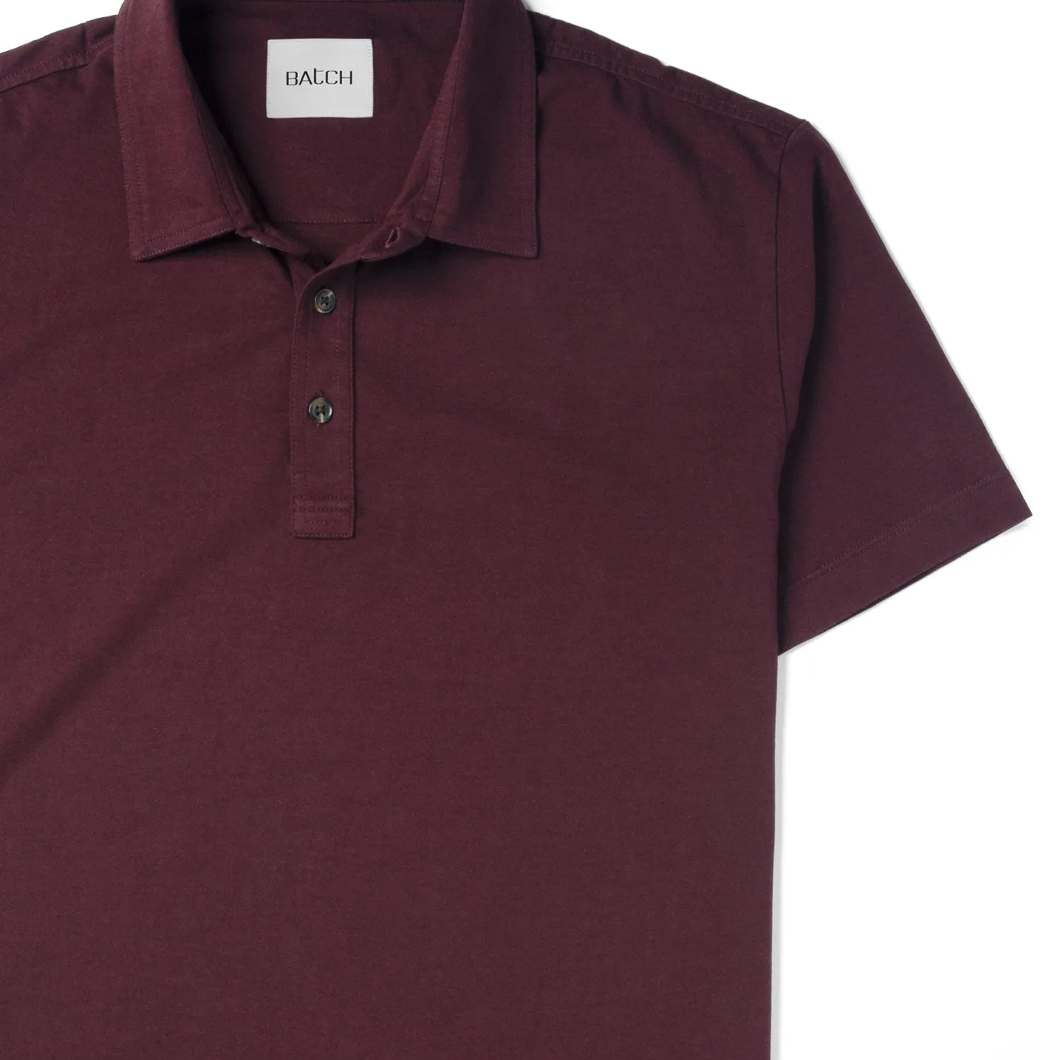 Essential Short Sleeve Polo Shirt –  Burgundy Cotton Jersey