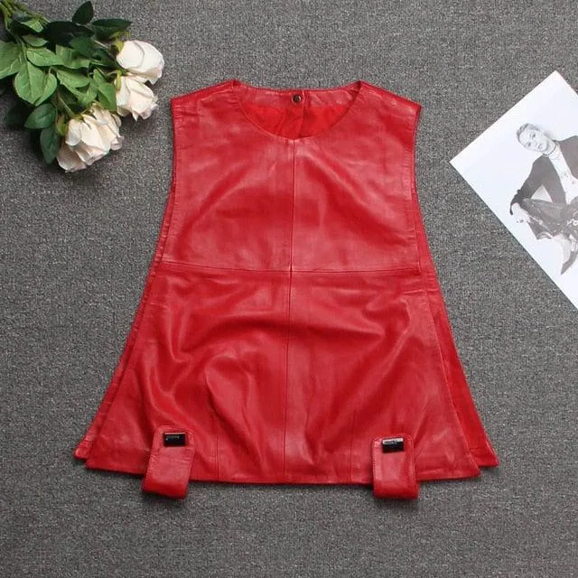 Glam Womens Genuine Leather Waistcoat Sheepskin