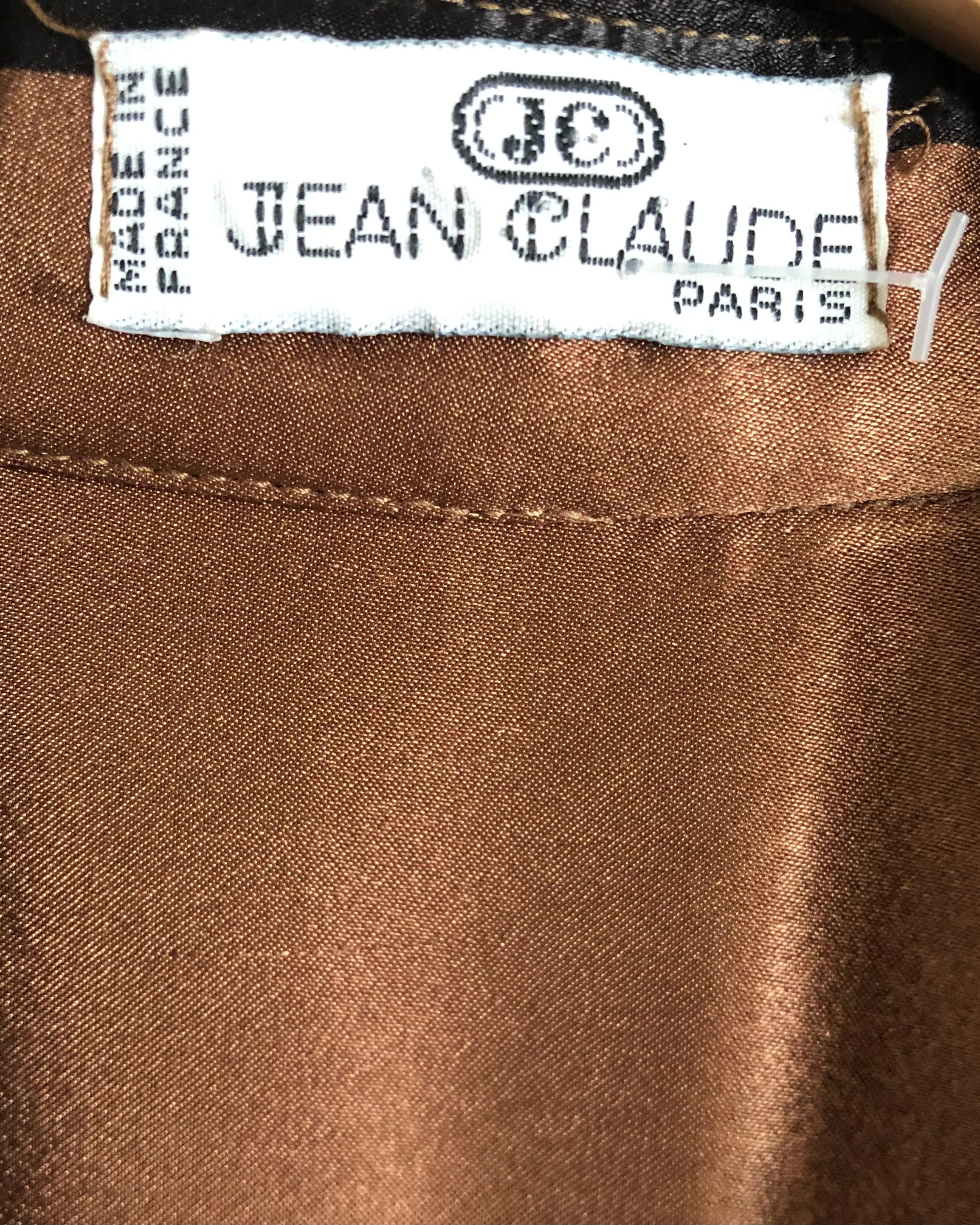 Jean Claude Paris Vintage Satin Long Sleeve Midi Shirt Dress Brown Black UK Size 16