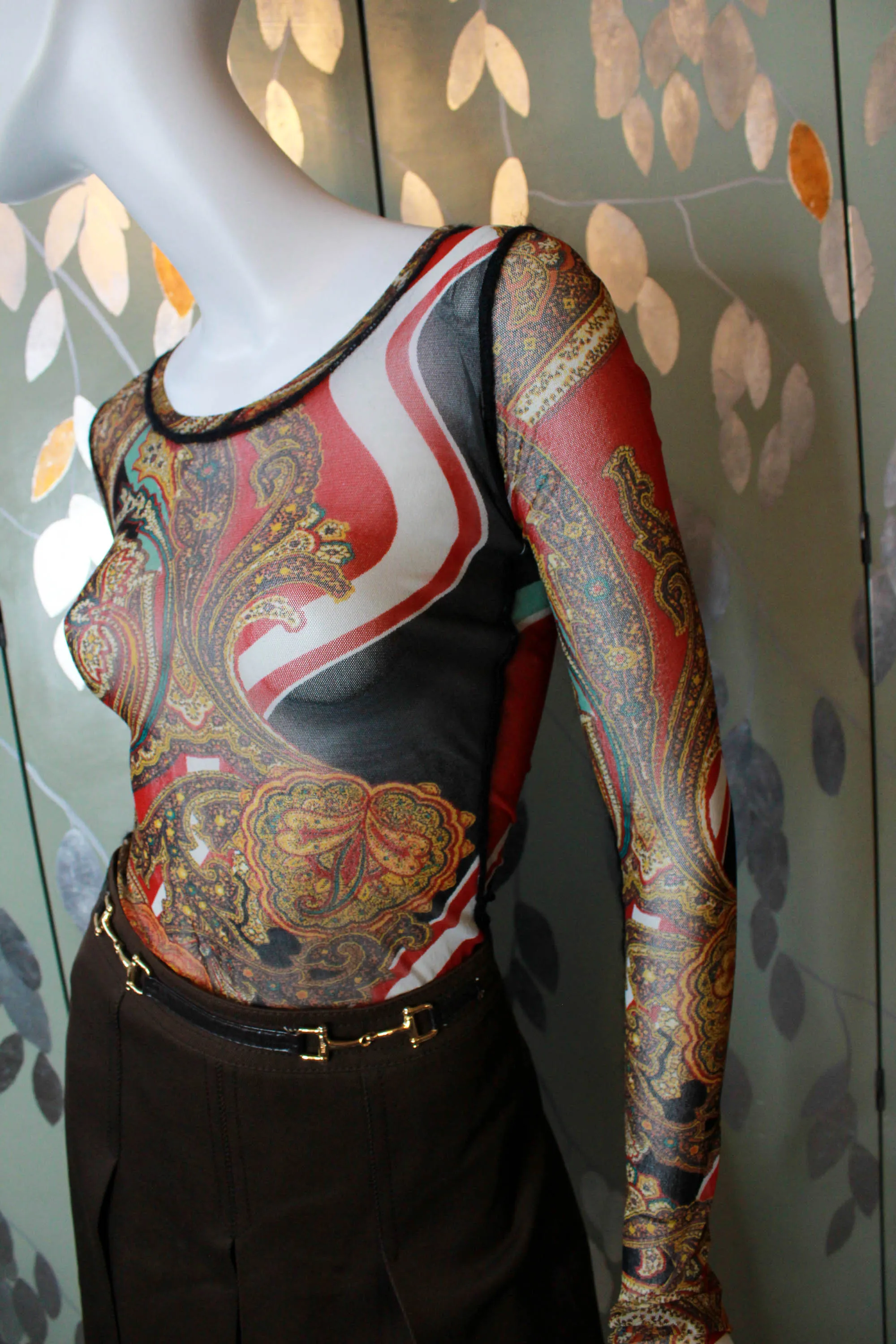 Jean Paul Gaultier Paisley Print Mesh Shirt, Small