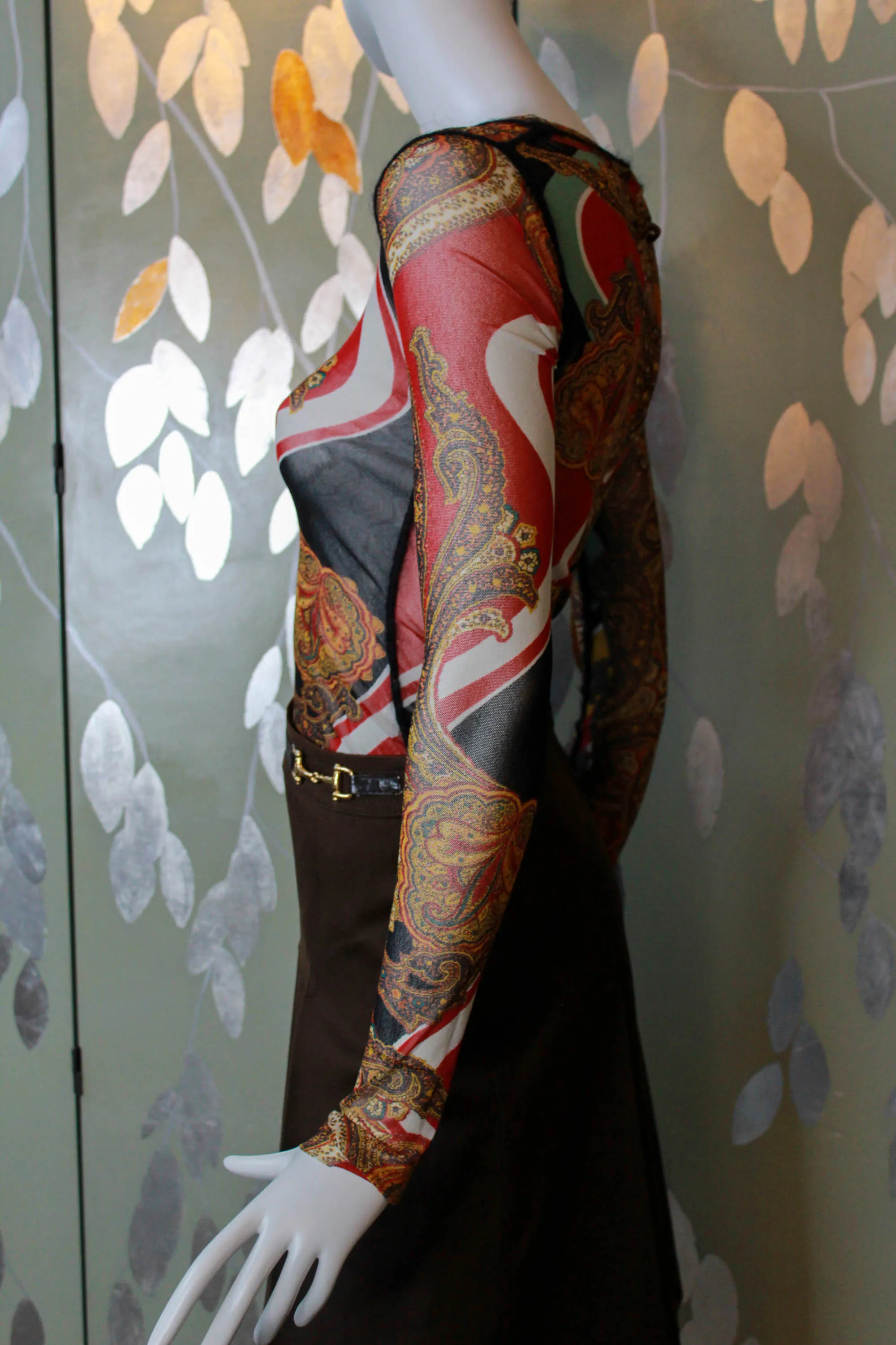 Jean Paul Gaultier Paisley Print Mesh Shirt, Small