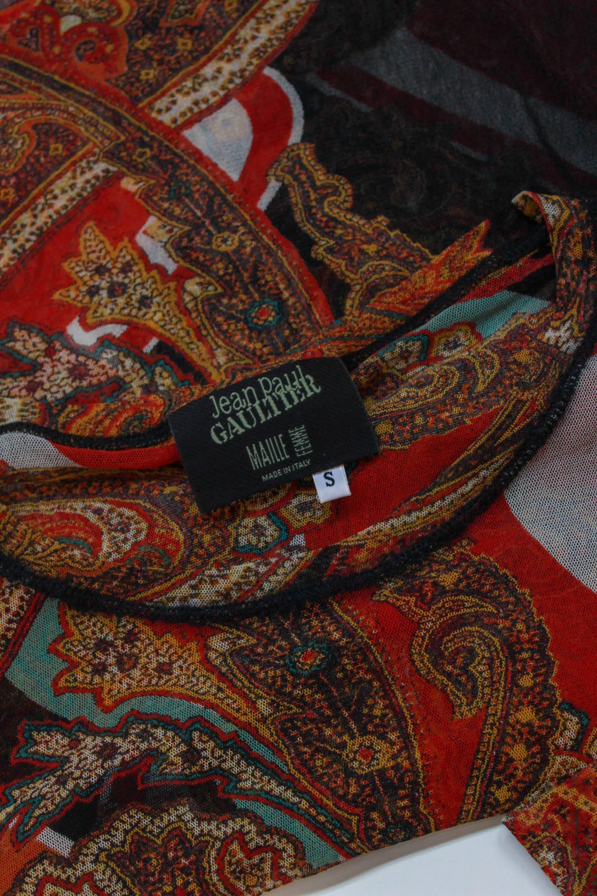 Jean Paul Gaultier Paisley Print Mesh Shirt, Small