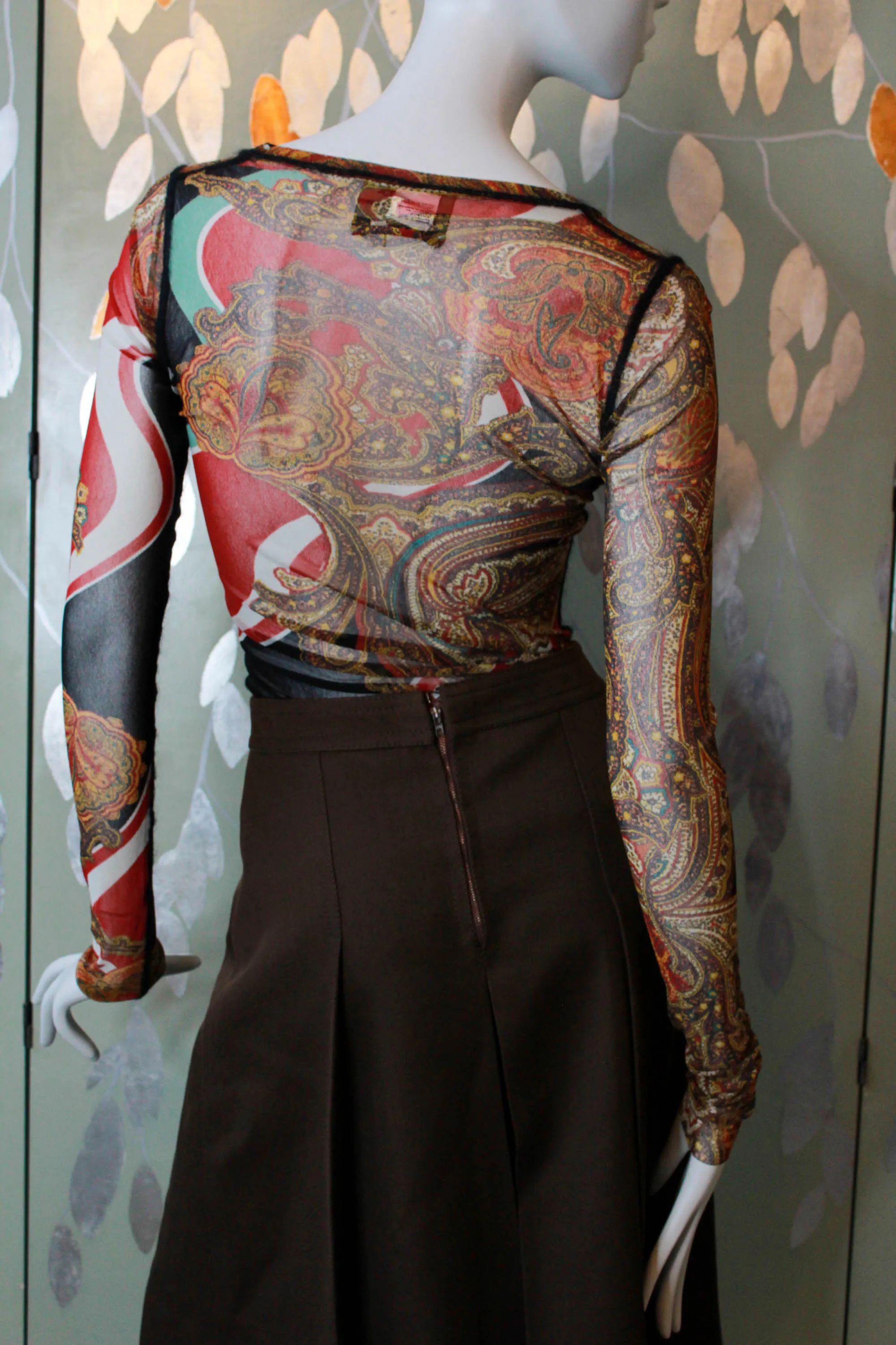 Jean Paul Gaultier Paisley Print Mesh Shirt, Small