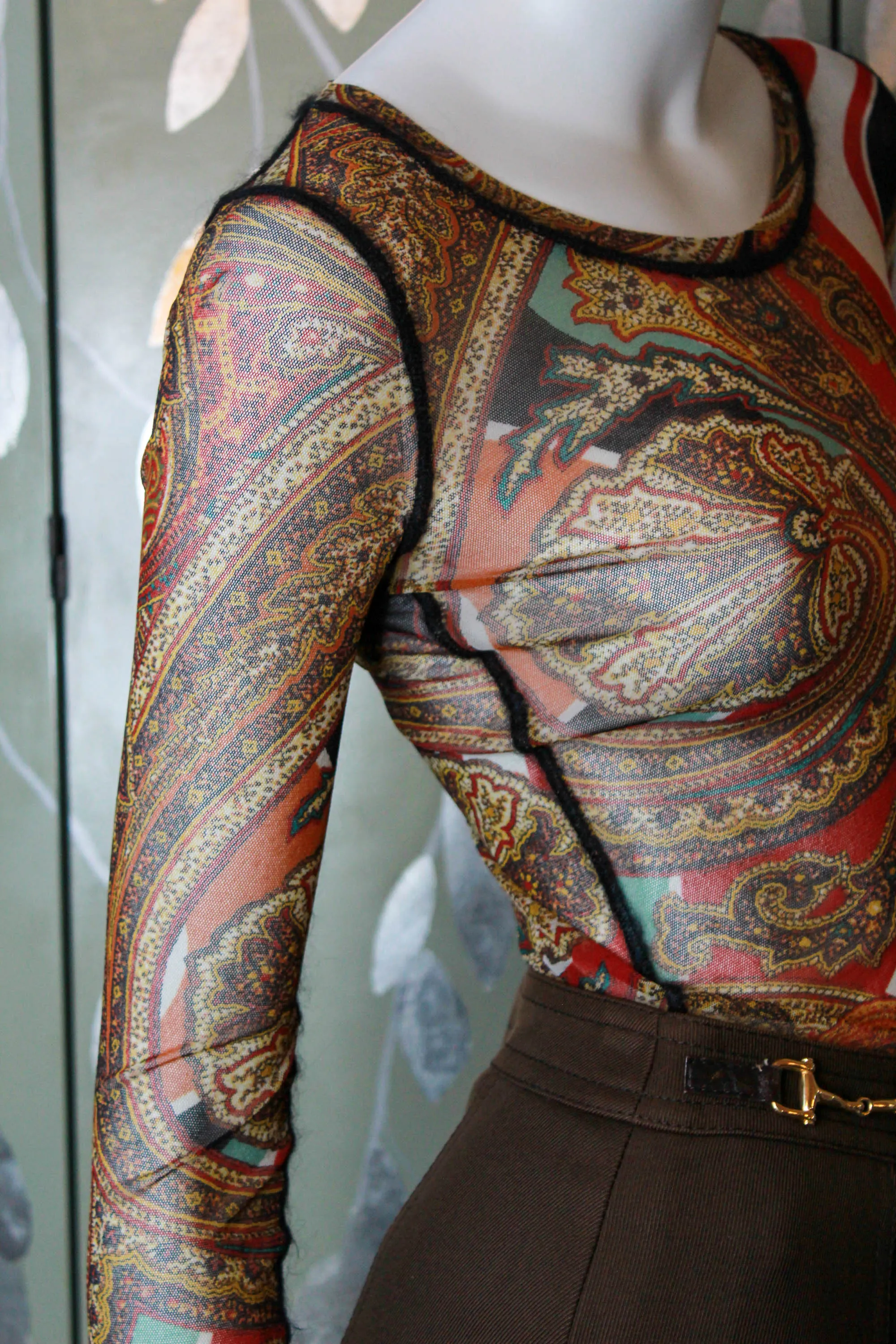 Jean Paul Gaultier Paisley Print Mesh Shirt, Small