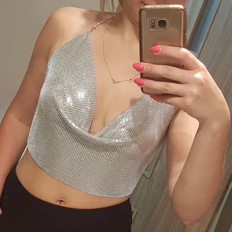 Karina Backless Sequin Top