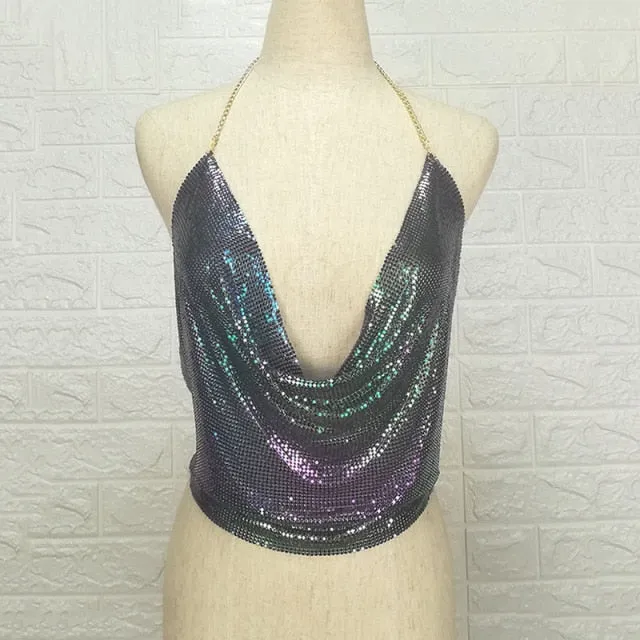 Karina Backless Sequin Top