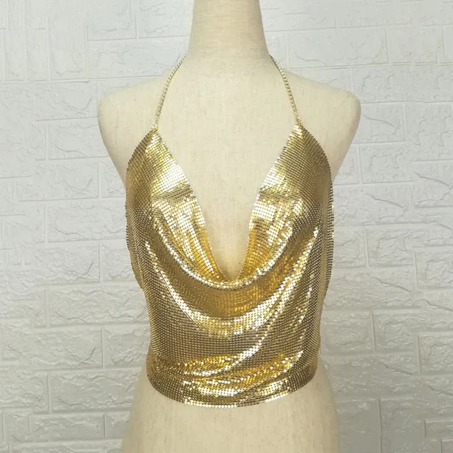 Karina Backless Sequin Top