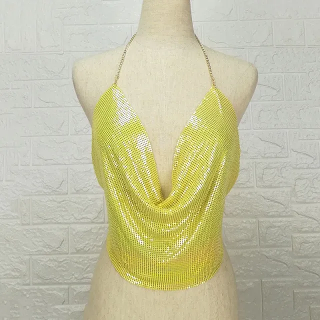 Karina Backless Sequin Top