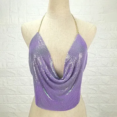 Karina Backless Sequin Top