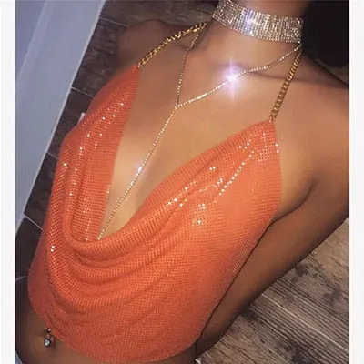 Karina Backless Sequin Top