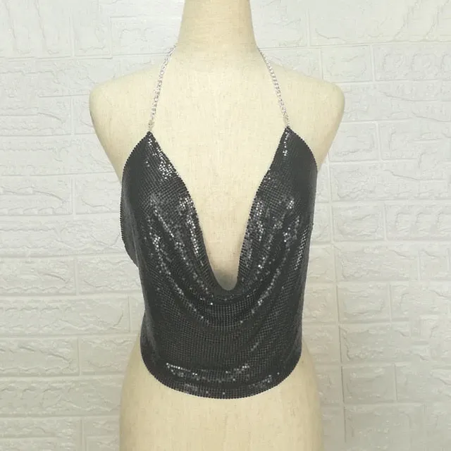 Karina Backless Sequin Top