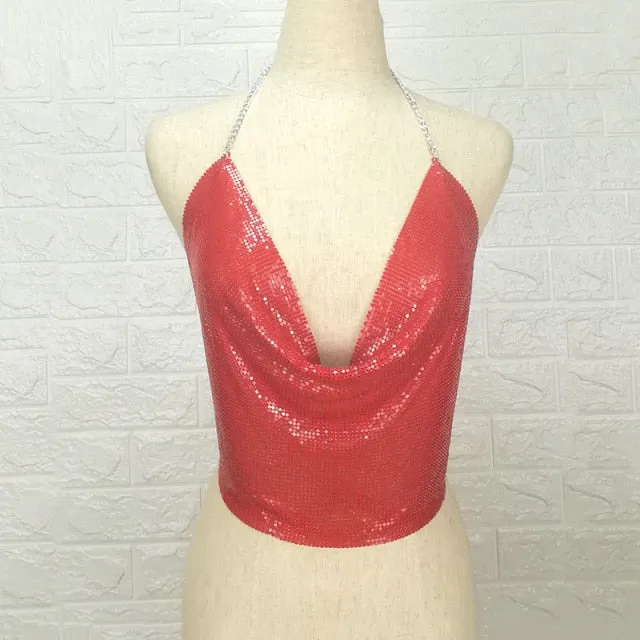 Karina Backless Sequin Top