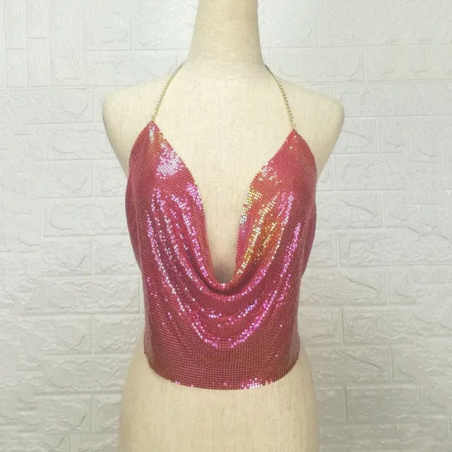 Karina Backless Sequin Top
