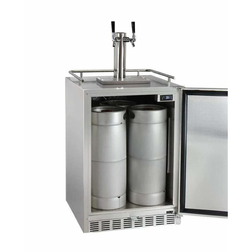 Kegco 24" Wide Cold Brew Coffee Dual Tap All Stainless Steel Outdoor Built-In Right Hinge Kegerator ICHK38SSU-2