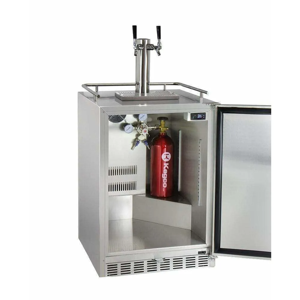 Kegco 24" Wide Cold Brew Coffee Dual Tap All Stainless Steel Outdoor Built-In Right Hinge Kegerator ICHK38SSU-2