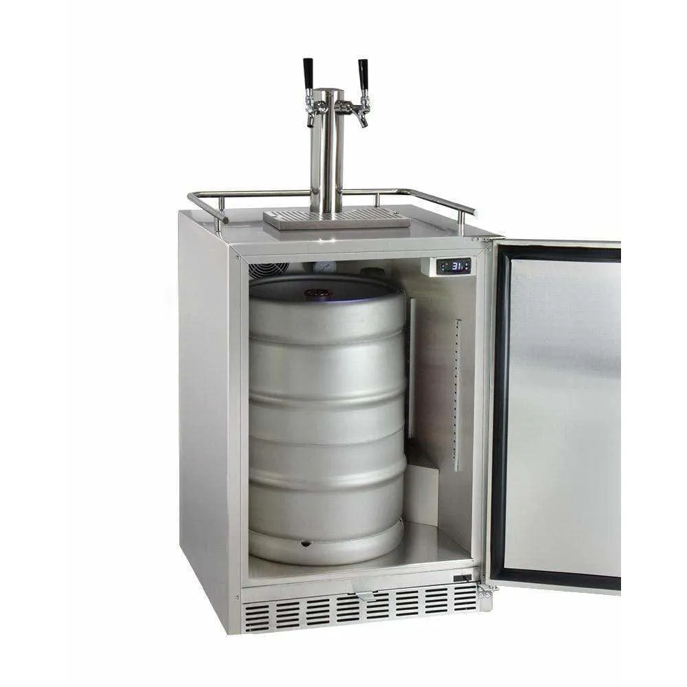 Kegco 24" Wide Cold Brew Coffee Dual Tap All Stainless Steel Outdoor Built-In Right Hinge Kegerator ICHK38SSU-2
