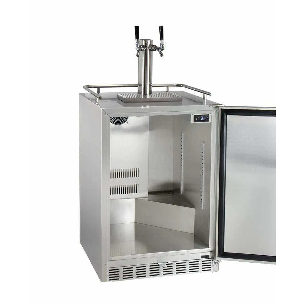 Kegco 24" Wide Cold Brew Coffee Dual Tap All Stainless Steel Outdoor Built-In Right Hinge Kegerator ICHK38SSU-2