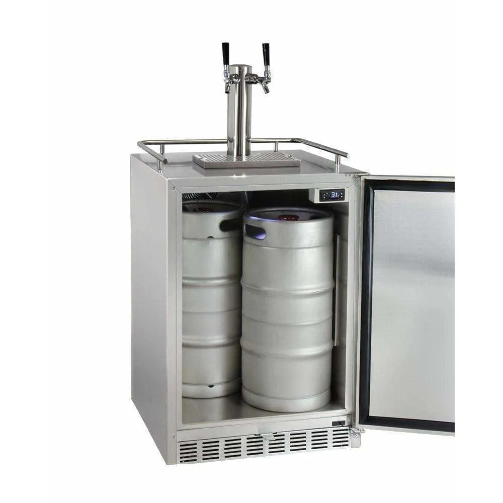 Kegco 24" Wide Cold Brew Coffee Dual Tap All Stainless Steel Outdoor Built-In Right Hinge Kegerator ICHK38SSU-2