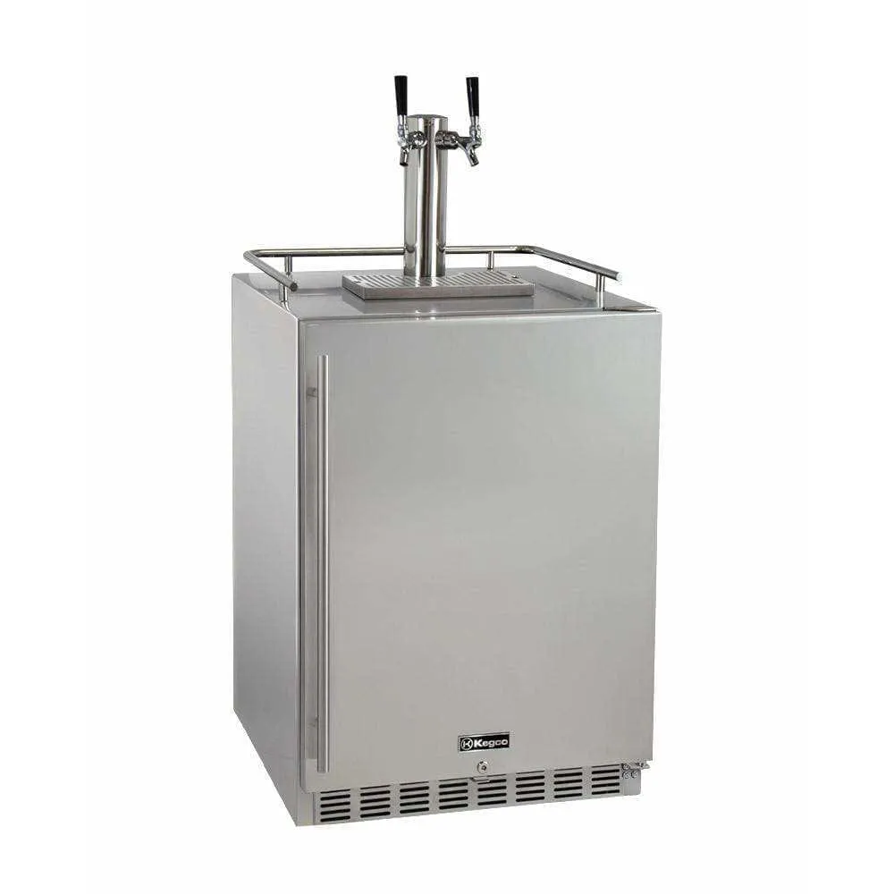 Kegco 24" Wide Cold Brew Coffee Dual Tap All Stainless Steel Outdoor Built-In Right Hinge Kegerator ICHK38SSU-2