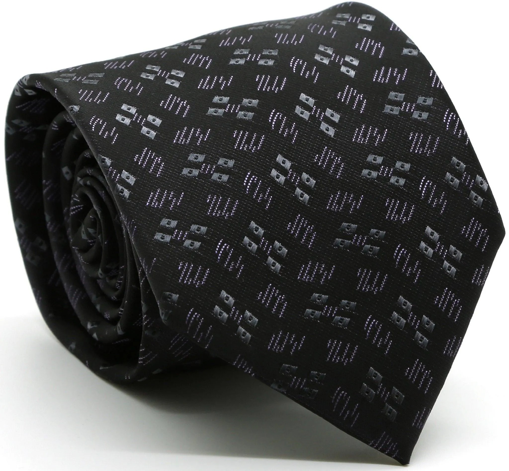 Mens Dads Classic Geometric Pattern Business Casual Necktie & Hanky Set QO