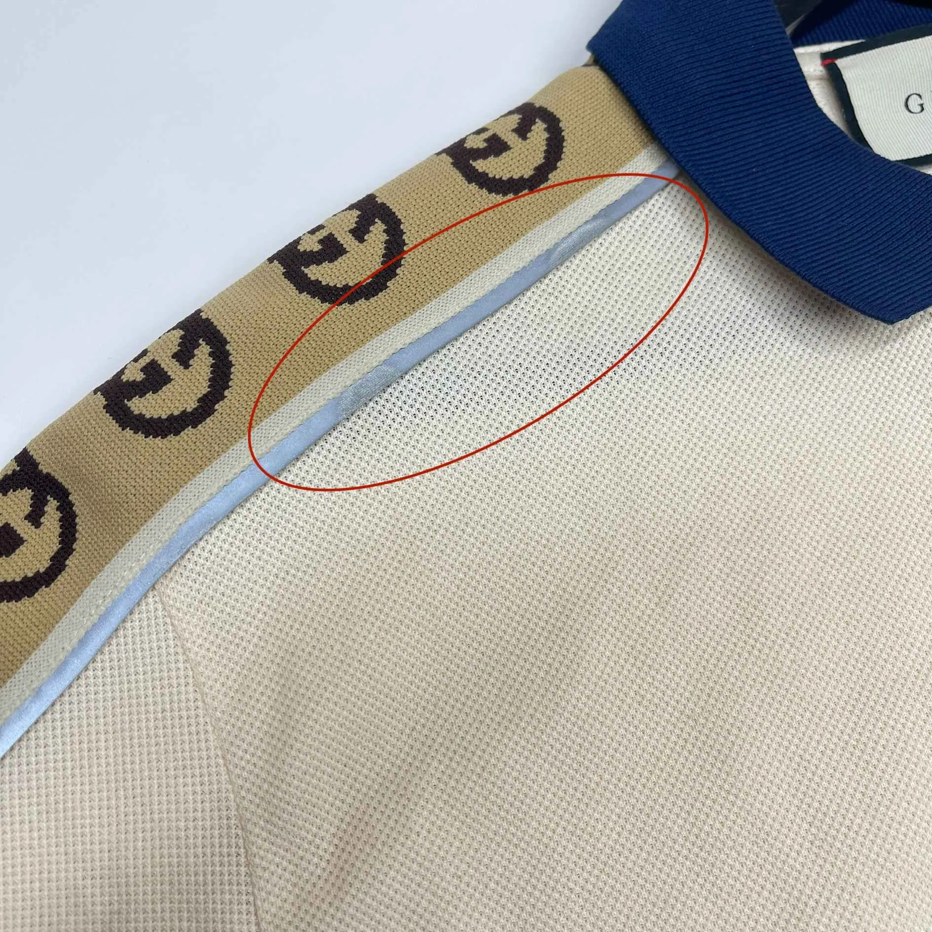 Men's Tape Logo Polo Shirt Beige Size M