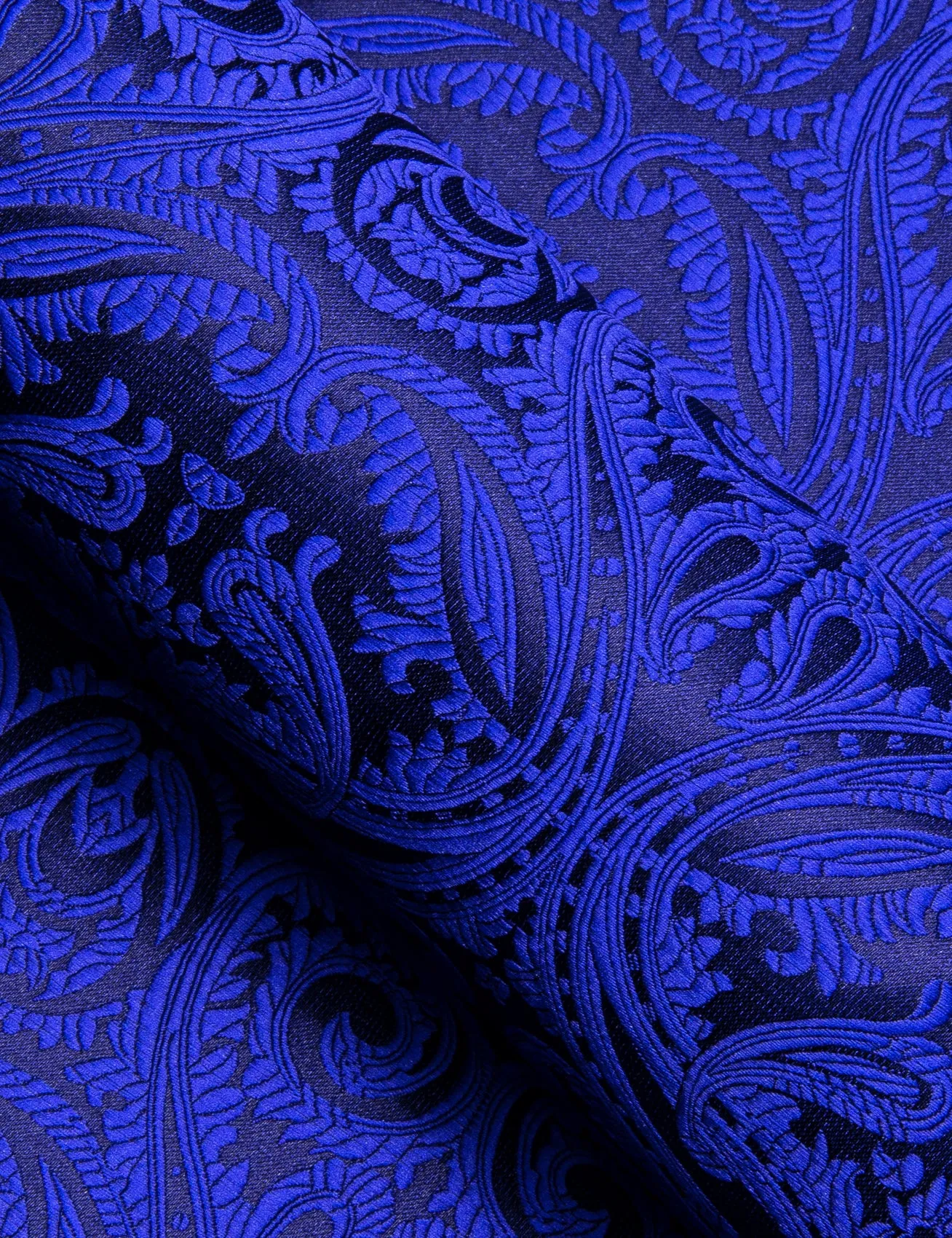 Navy Blue Paisley Silk Men's Casual Business Long Sleeve Shirt
