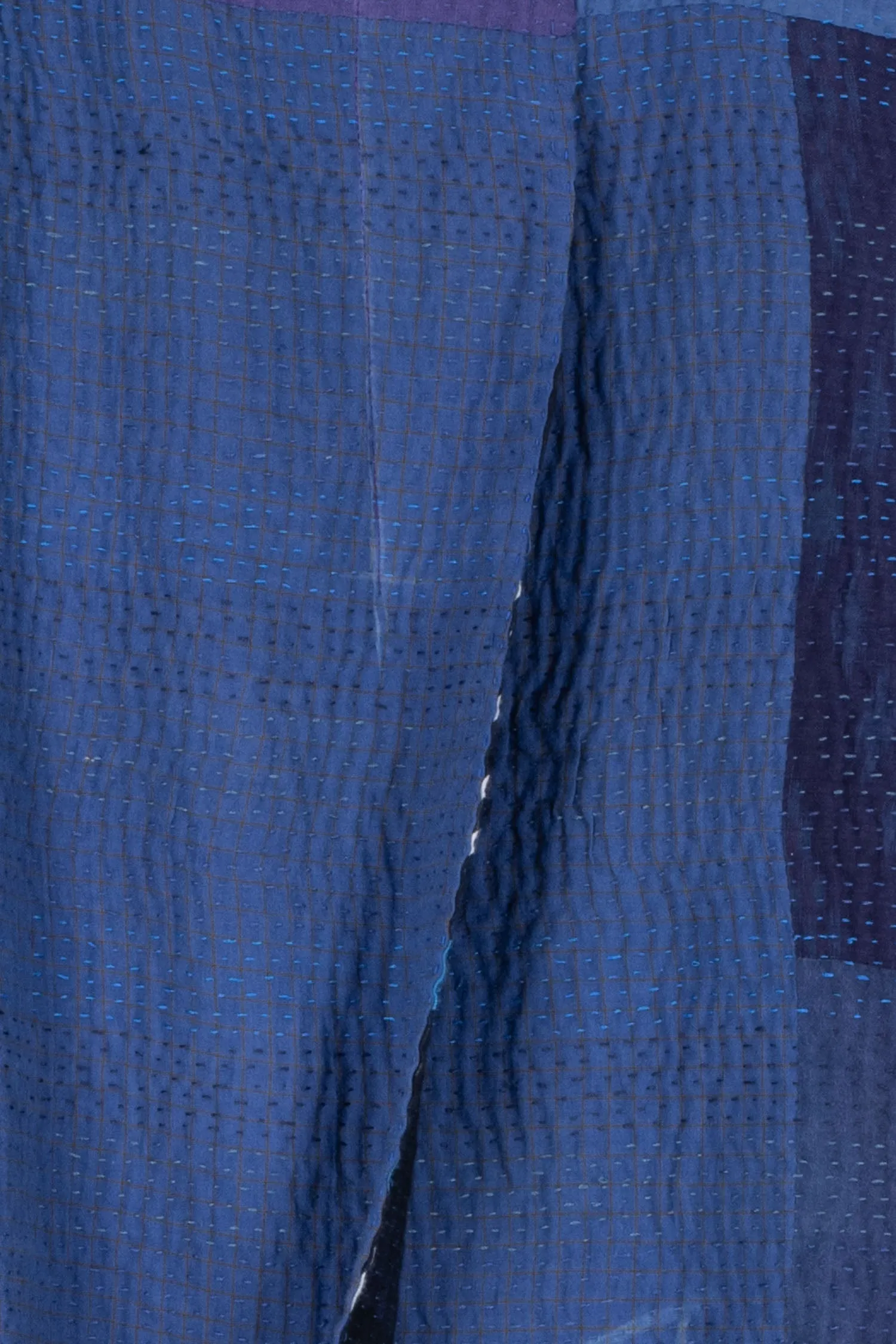 OMBRE PATCHED KANTHA FUNNEL COLLAR COAT