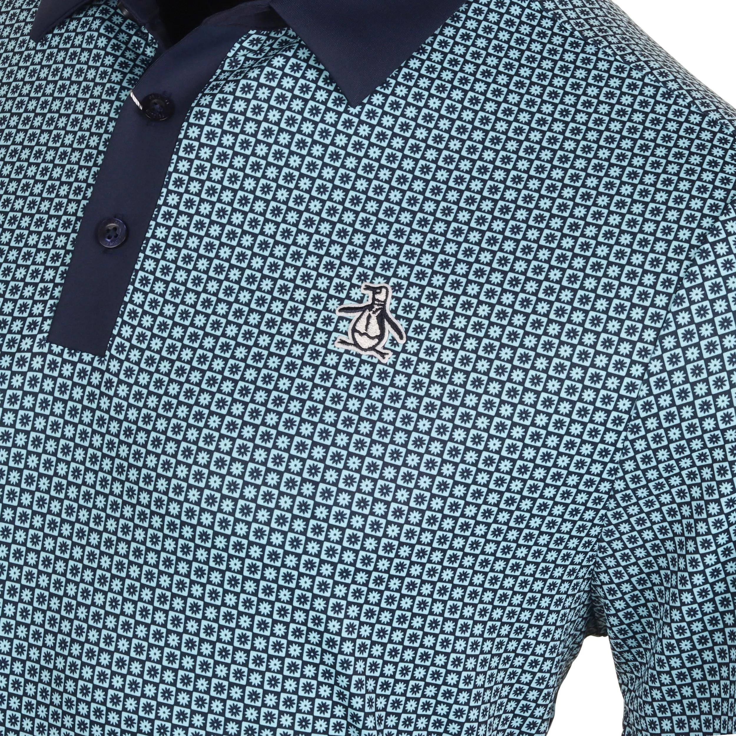 Original Penguin Golf Retro Micro Floral Print Polo Shirt