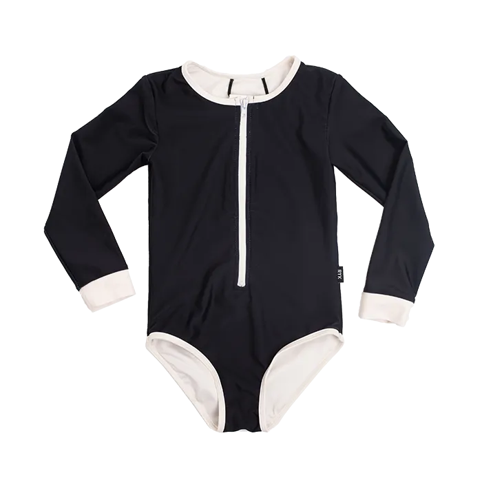 rock your baby - black lucille - l/s one-piece bathers