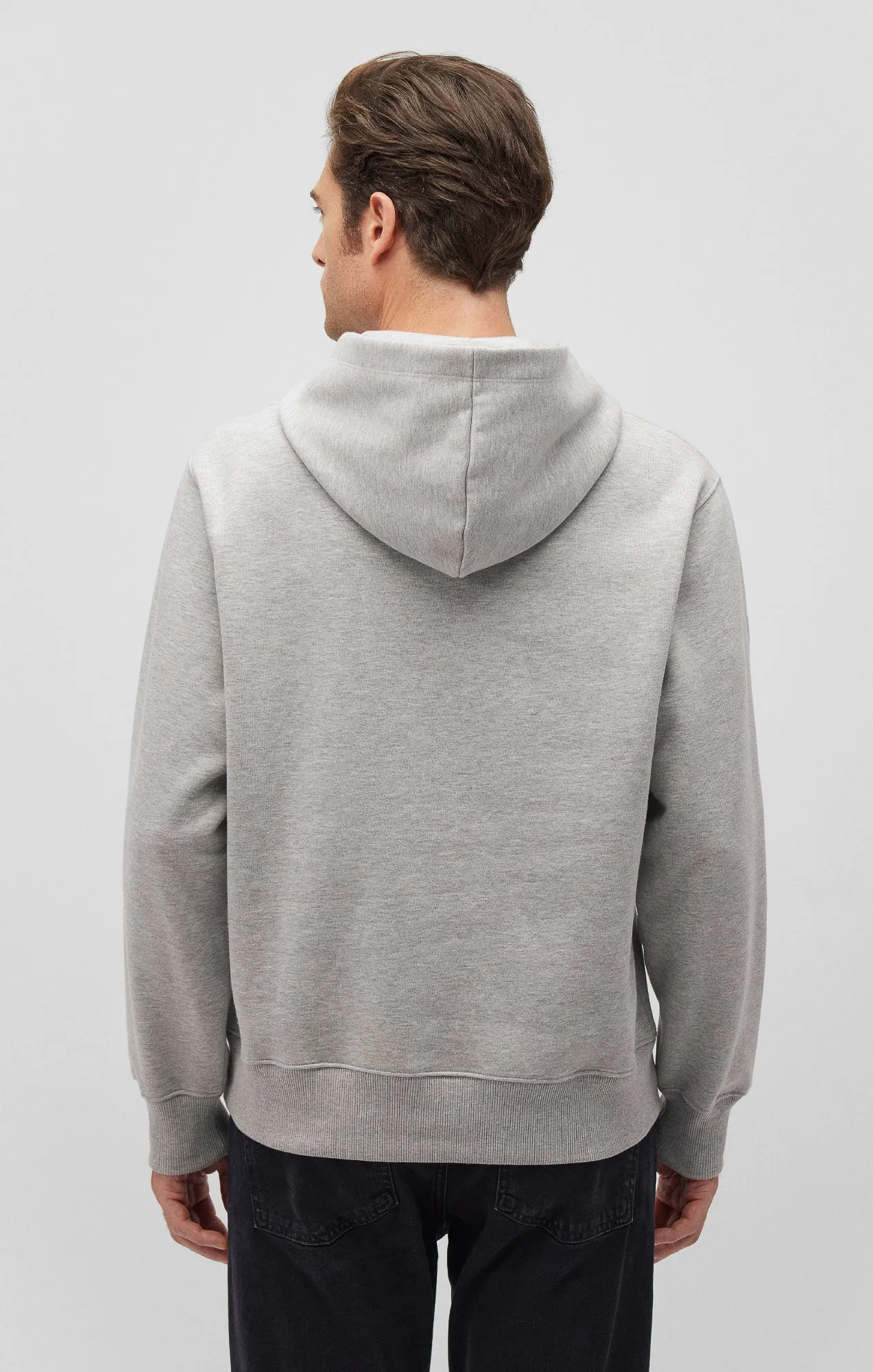 SNAP-BUTTON HOODIE IN LIGHT GREY MELANGE