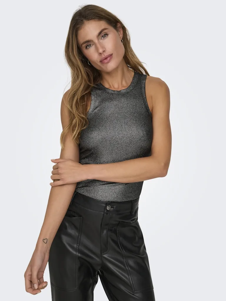 Sofia Glitter Tank - Black