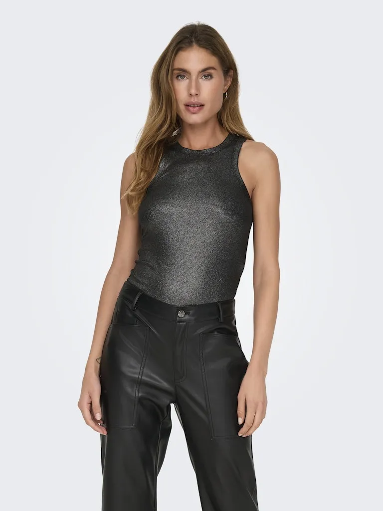 Sofia Glitter Tank - Black