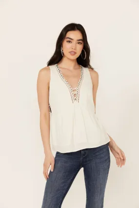 Spruce Criss Cross Front Embellished Tank
