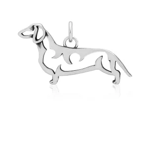 Sterling Silver Dachshund Necklace Jewelry, Smooth Coat
