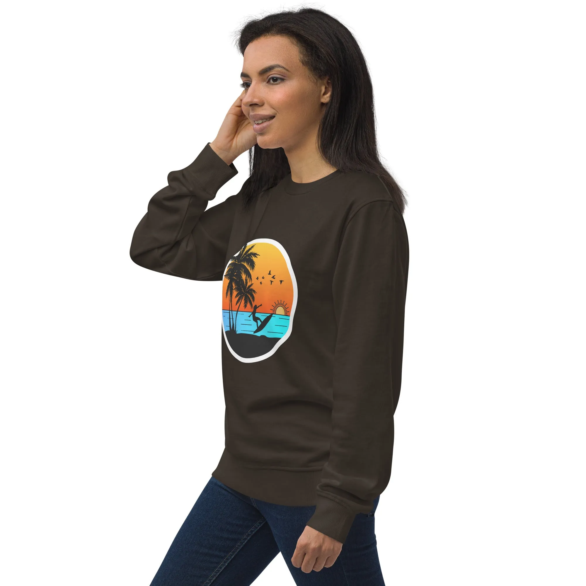 Sunset Surfing Vintage Graphic Women Organic Sweatshirt