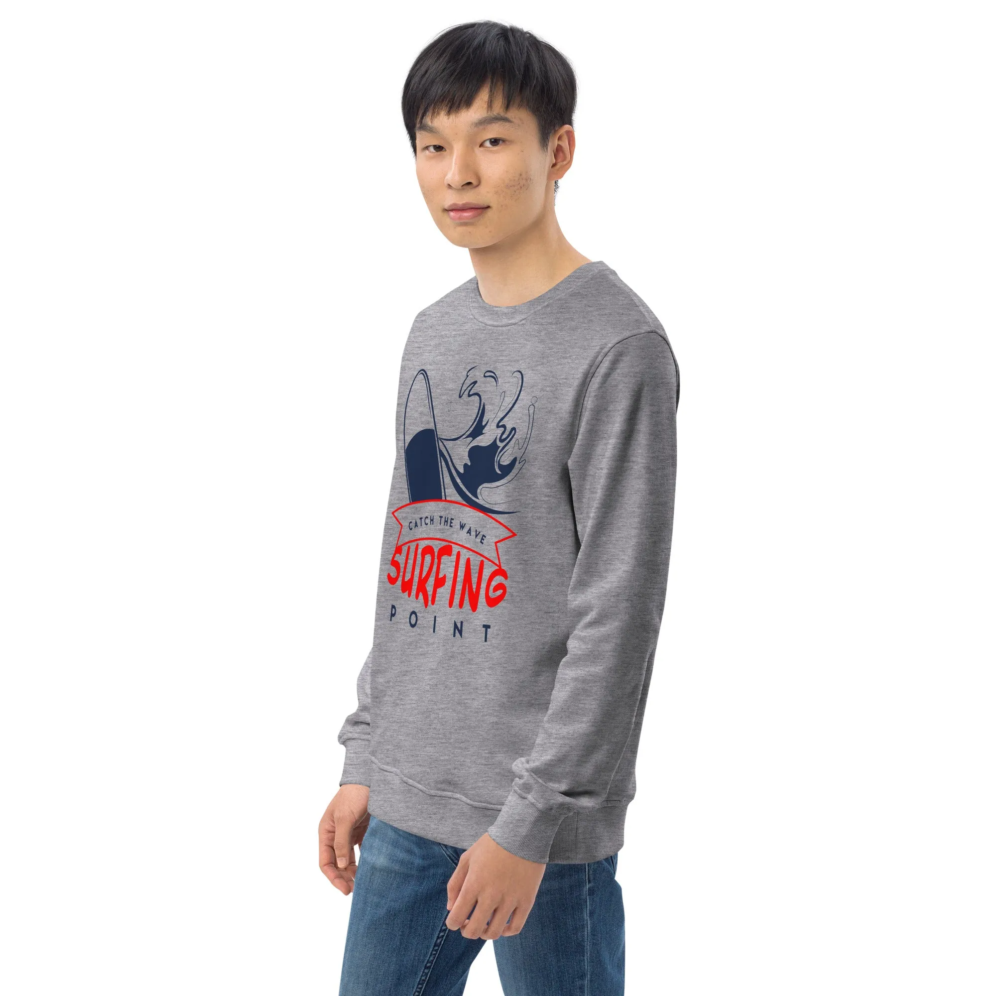 Surfing Point Vintage Graphic Men Organic Sweatshirt