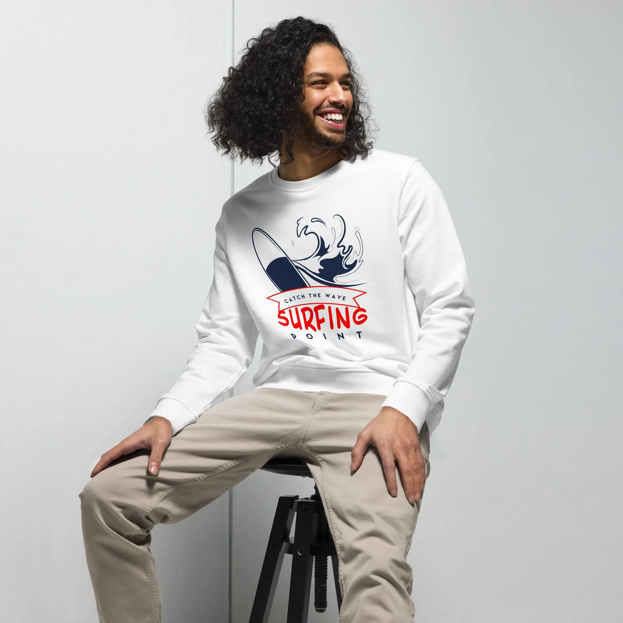Surfing Point Vintage Graphic Men Organic Sweatshirt