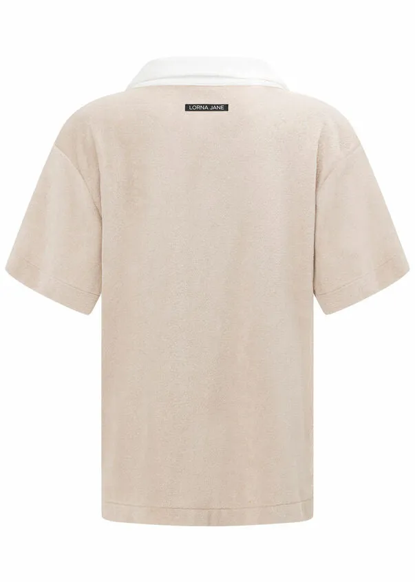 Terry Towelling Cropped Polo Tee