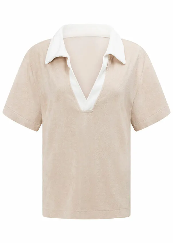 Terry Towelling Cropped Polo Tee